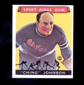1933 Sports Kings Gum IRVIN "CHING" JOHNSON New York Rangers 1986 Reprint Card - Picture 1 of 1