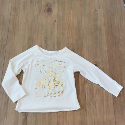 Peek Peace on Earth Cream & Gold Graphic Long Sleeve Top Size 4/5Y Holidays Xmas - Image 1 of 4