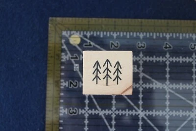 Sello de goma de madera STUDIO CALICO 3 árboles de Navidad 2,5" x 2,5" Foto 1 de 2