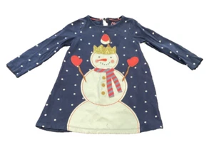 Mini Boden Navy Girls Snowman Cardinal Dress Glitter Crown White Snow 4-5 - Picture 1 of 4