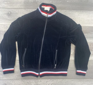 Vintage Stagwhites Velour Track Jacket Adult Womens Medium Black Red White Gray - Picture 1 of 7