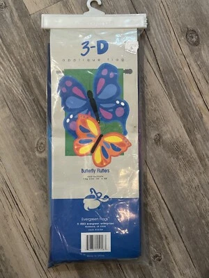 Butterfly Flutters House Flag 3D Appliqué Garden Spring Summer 33" x 48" - Image 1 of 3