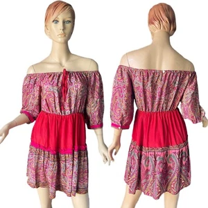 boho summer dress, off the shoulder Mini dress tunic - Picture 1 of 4