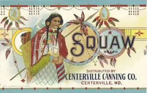 Vintage Unused Can Label Squaw Brand Choice Sifted Peas Original Centerville, Md - Picture 1 of 3