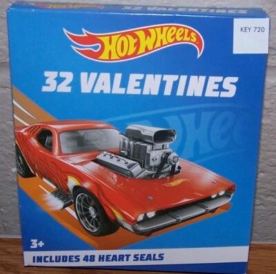 Valentines Day Exchange Cards (Box of 32) Hot Wheels Includes 48 Heart Seals - Image 1 of 4