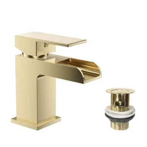 Grifos de lavabo de baño mezclador de grifo de lavabo relleno de latón cascada panel de doble palanca - Imagen 1 de 3