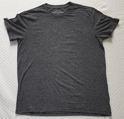 Camisa Marc Anthony Para Hombres XL Calce Ajustado Tejida Rayas Finas Manga Corta Cuello Redondo Gris Foto 1 de 4