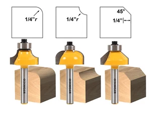 1/4" 3 Bit Edge Forming Router Bit Set - 1/4" Shank - Yonico 13310q - Picture 1 of 1