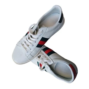 Gucci Ace Tenis Para Mujer Talla US 6.5 Blanco Cuero Zapatos A807-5 Italia - Imagen 1 de 18