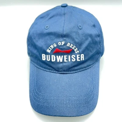 Budweiser King Of Beers Blue Adjustable Baseball Hat Cap Anheuser Busch Logo - Image 1 of 4
