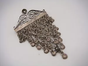 Broche prendedor filigrana diseño gota malla plata 800 vintage Estate - Imagen 1 de 9