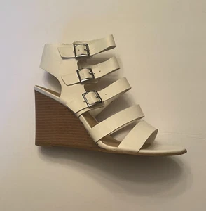 New White Multi Strap Wedges - Picture 1 of 9