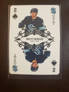2023-24 O-Pee-Chee OPC Matty Beniers 2 Spades Playing Card - Seattle Kraken - Picture 1 of 2