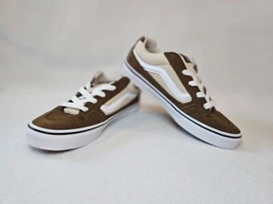 Vans Caldrone Youth Boy's Suede Sneakers Brown White Classic Stylish Shoes Sz 6 - Picture 1 of 9