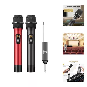 Wireless Microphones, UHF Metal Dual Cordless Dynamic Mic System with Recharg... - Picture 1 of 10