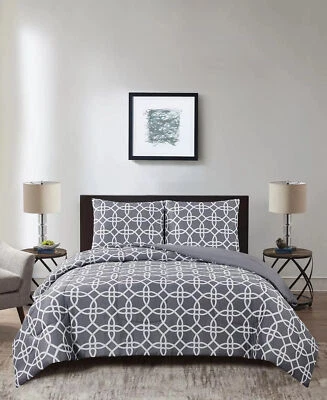 Keeco Carlisle 2 Piece Polyester Reversible Comforter Set Gray - Image 1 of 4