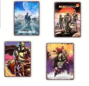 The Mandalorian Star Wars Grogu Cara Boba Tin Metal Poster Sign Decor 1pc 8x12 - Picture 1 of 16
