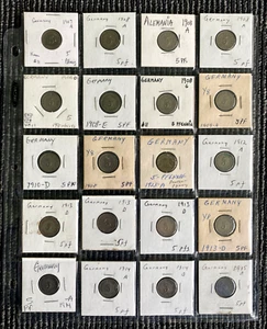 German Vintage 20 Coins Lot 5 Pfenning - 1900's - 100 Plus Years Old In Holder - Picture 1 of 14