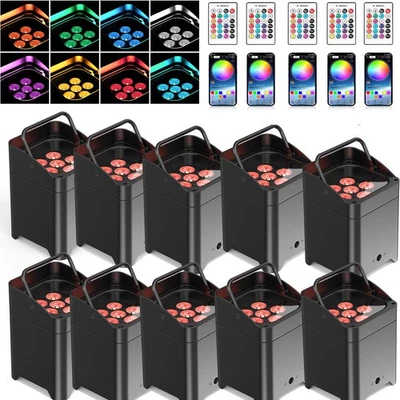 108W RGBWA+UV Rechargeable Battery Wireless DMX Par Stage Light Party DJ Disco - Image 1 of 4