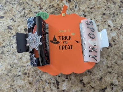 Piper K 2 Pack Halloween 4" Hair Clips Glow in Dark Spooky Large Black White - Image 1 of 4