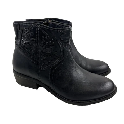 Taos Footwear Black Leather Ankle Boots Western Studded Overlay Womens 39 8-8.5 - Image 1 of 4