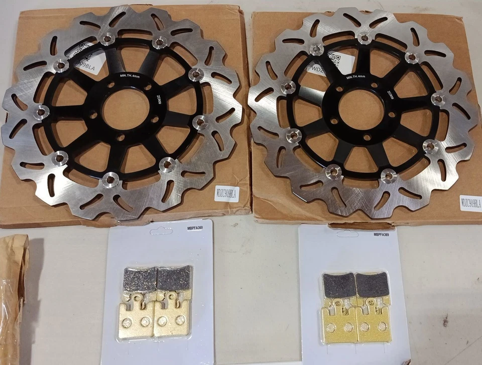 2 Front Brake Rotors Discs Pads for Kawasaki ZX12R ZX-12R Ninja 1200 2004 2005 - Image 1 of 4