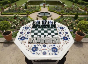 Marmor Schachspiel | Handgefertigtes Luxus Stein Schachbrett | Klassisches Marmor Schach - Bild 1 von 14