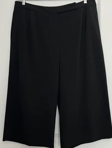 Talbots Woman Wide Leg Crop Pants Black Stretch Pockets Flat Front Sz 18W - Picture 1 of 4