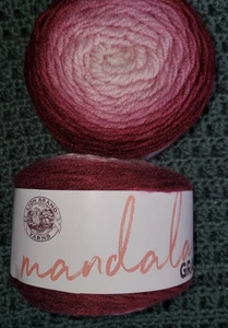 Lion Brand Mandala Gradient Yarn BURGUNDY 295yd 5.29oz Dye Lot #214AN  Lot Of 2 - Picture 1 of 6