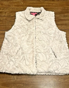 Betsy Johnson Faux Fur/Animal Print Vest Women's Large Mob Wife City - Picture 1 of 15