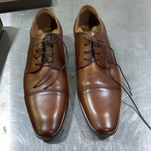 Florsheim Jackson Oxford Shoes Men 10.5 M Cognac Brown Leather Cap Toe 11924-221 - Picture 1 of 7