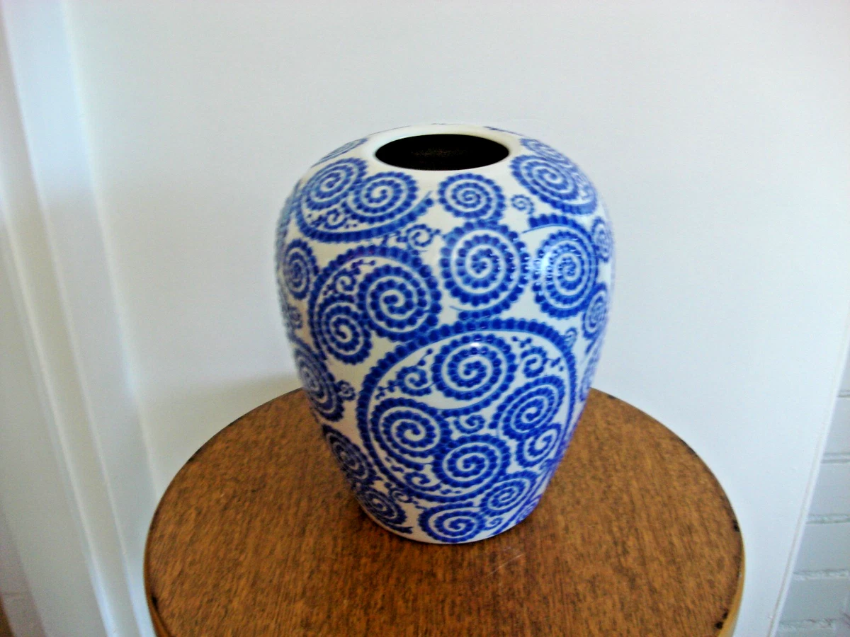 陶瓷蓝色老式原版古董日本花瓶| eBay