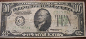 1934 A $10  Federal Reserve Note Philadelphia - Picture 1 of 4