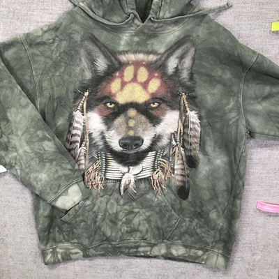 Sudadera con Capucha The Mountain Wolf 2XL Tie Dye Plumas Nativas Espíritu Animal Pullover Foto 1 de 4