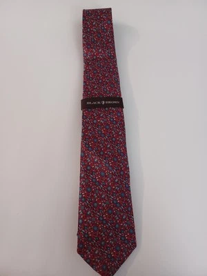 Black Brown 1826 Mens Tie NWT Red/Rouge Blue Floral 100% Silk  - Image 1 of 4