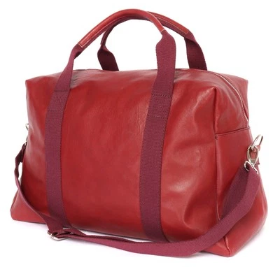 BOLSO DE VIAJE NUEVO CON ETIQUETAS LABONIA Napoli piel de becerro genuina borgoña lujo hecho a mano Italia Foto 1 de 4