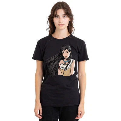 Pocahontas Sketch T-Shirt S-2XL, Black - Image 1 of 4