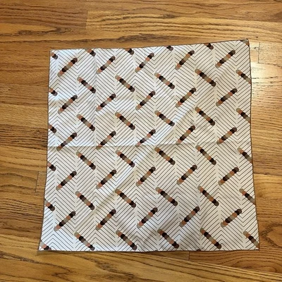 Bufanda Cuadrada Vintage Años 60 ~ 21" Patrón MCM con Beige Crema Melón y Negro Foto 1 de 4