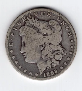 1893-P Morgan Silver Dollar, Good - Picture 1 of 3