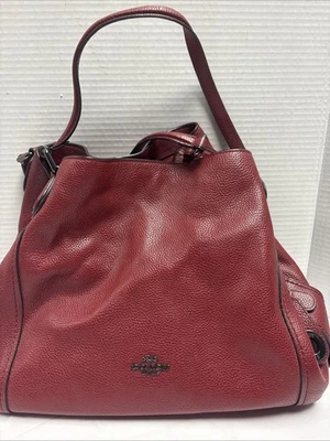 Coach 57125 Edie Shoulder Bag Dark Red Pebbled Leather Purse Gunmetal Hardware - Image 1 of 4