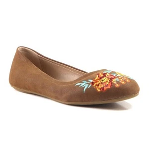 The Pioneer Woman Women's Embroidered Ballet Flat Brown floral Shoe Size 6.5 - Picture 1 of 4