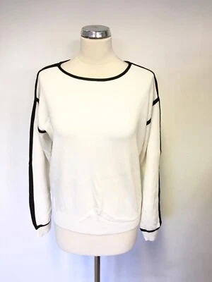 MARKS & SPENCER AUTOGRAPH IVORY WITH BLACK TRIM LONG SLEEVED JUMPER SIZE 16 - Image 1 of 3