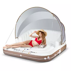 Canopy Island Inflatable Pool Float Lounge Swimming Raft Lounge Beach Seaside - Picture 1 of 9