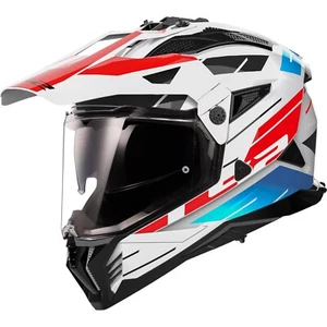 Motorcycle Enduro Helmet M - LS2 MX702 Pioneer 2 II Namib - White-Blue-Red - Picture 1 of 3