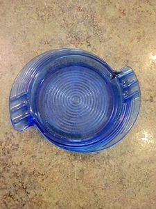 Vintage Depression Era Art Deco Cobalt Blue Hazel Atlas 5.5" Ashtray - Picture 1 of 8