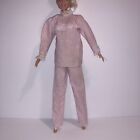 Vintage Barbie Clothes-2 Piece Pajama set With collar and lace Pink Polka-Dot