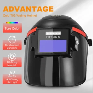 HITBOX Auto Darkening Welder Mask Welding Helmet Face Mode For Cold Tig welding - Bild 1 von 9
