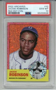 2022 TOPPS ARCHIVES RED HOT FOIL #42 JACKIE ROBINSON CARD /50 PSA 10 LOW POP - Picture 1 of 2