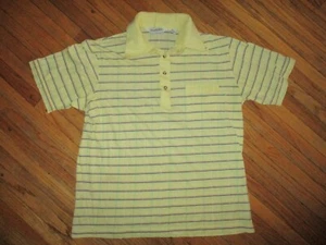 CAMISA POLO BRIAN MACNEIL ROPA DEPORTIVA de colección años 70 80 amarillas a rayas Preppie Golf pequeña - Imagen 1 de 4