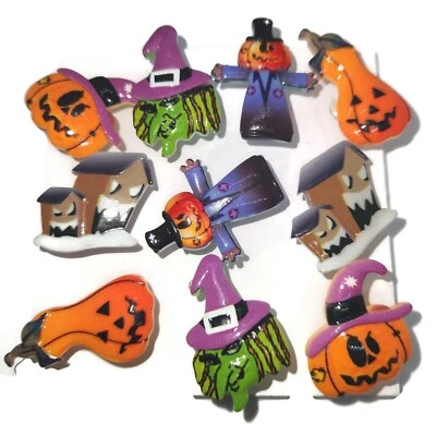 HALLOWEEN SCARY ICON Push Pins - Handmade Decorative Office 10 pc Set - Image 1 of 2